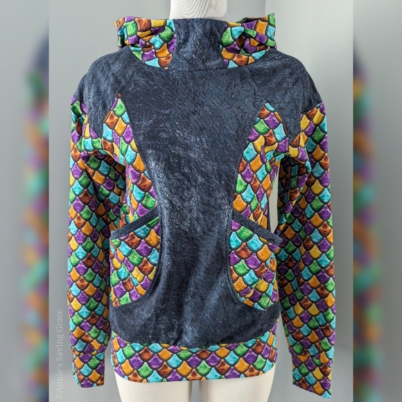 Handmade Custom Hoodie with Dragon Scale Print - Picture 7 of 7